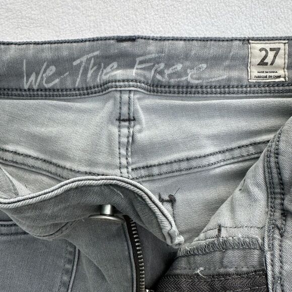 Free People Jeans Womens Sz 27x27 Gray Ivy Mid Rise Skinny Distressed Splatter - Picture 6 of 9